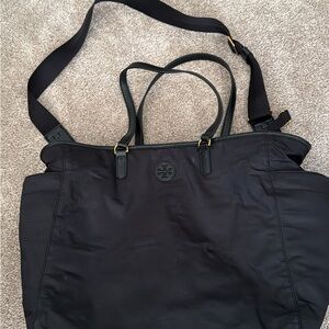 Tory Burch Black Nylon Tote with Crossbody Strap